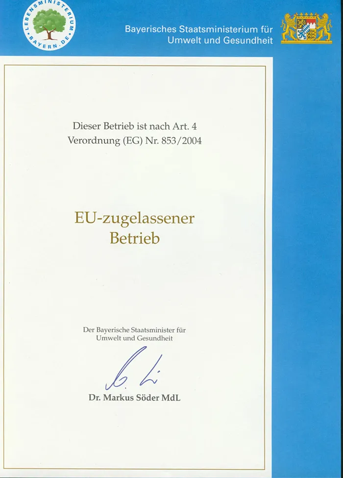 Scan des Dokuments: EU-Zulassung