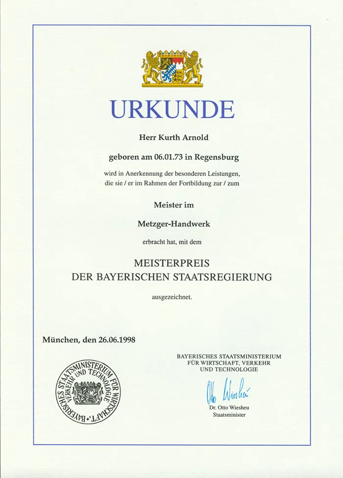 Scan des Dokuments: Meisterpreis